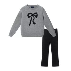 Andy and Evan Kids Bow Sweater & Ribbed Flare Pant Set